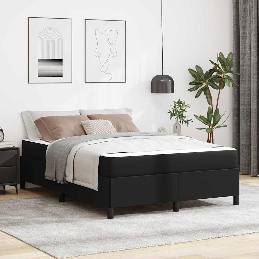 Bettgestell mit Matratze Schwarz 140 x 190 cm Kunstleder