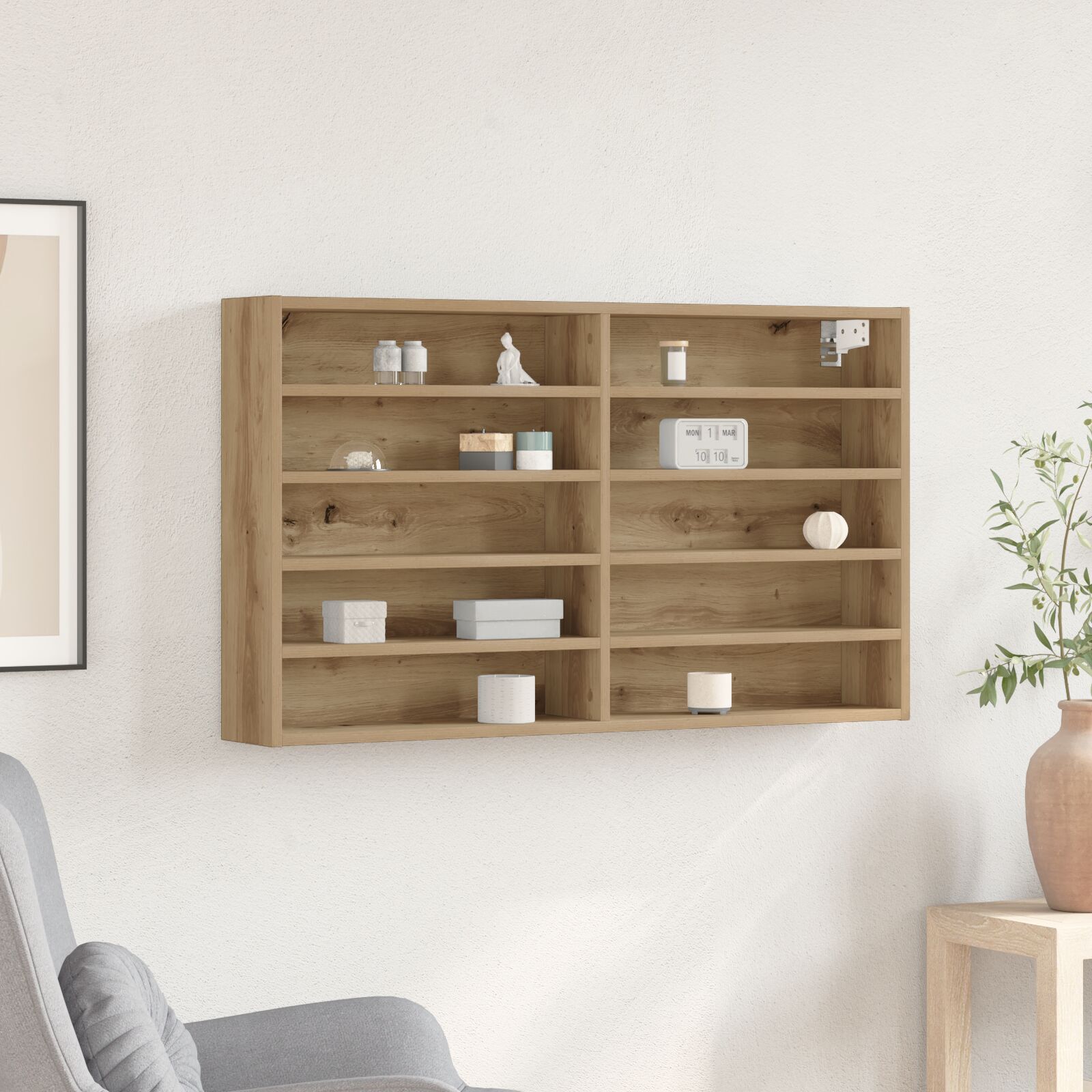Vitrine Schrank Artisan Eiche 100x15x58 cm Holzwerkstoff