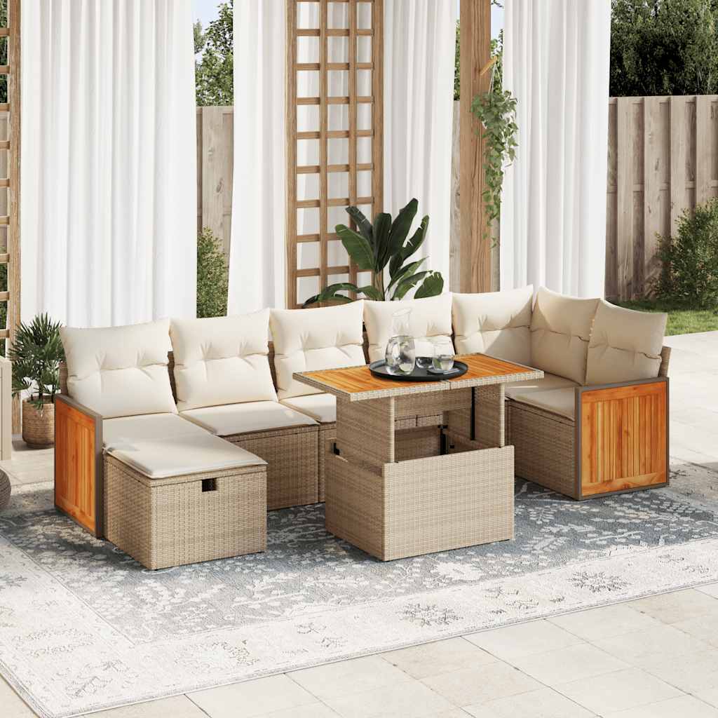 5-tlg. Garten-Sofagarnitur mit Kissen Beige Poly Rattan 5-tlg. Garten-Sofagarnitur mit Kissen Beige Poly Rattan