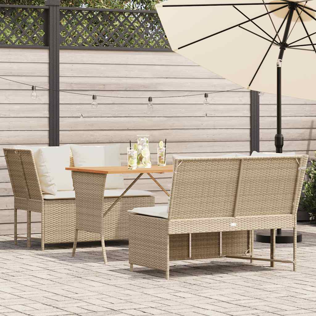 3-tlg. Garten-Sofagarnitur mit Kissen Beige Poly Rattan 3-tlg. Garten-Sofagarnitur mit Kissen Beige Poly Rattan