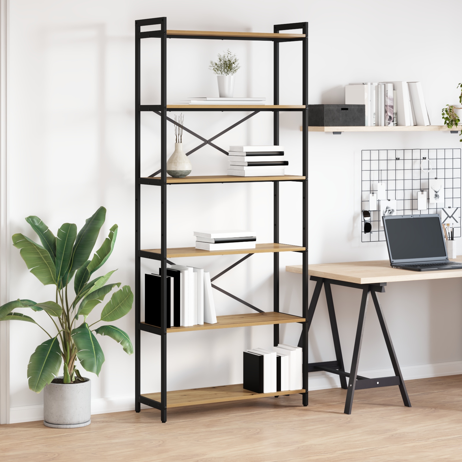 Bücherregal Eiche handwerklich 80 x 30 x 188 cm Holzwerkstoff