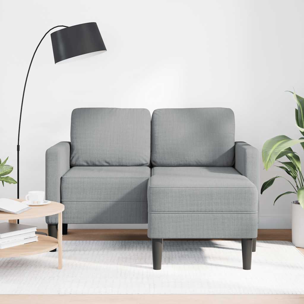 2-Sitzer-Sofa mit Chaiselongue L-Form Hellgrau 125 cm Stoff 2-Sitzer-Sofa mit Chaiselongue L-Form Hellgrau 125 cm Stoff