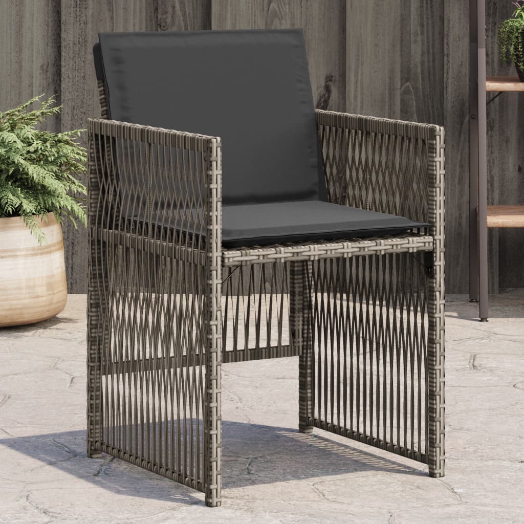 Gartenstühle mit Kissen 4 Stk. Grau Poly Rattan Gartenstühle mit Kissen 4 Stk. Grau Poly Rattan