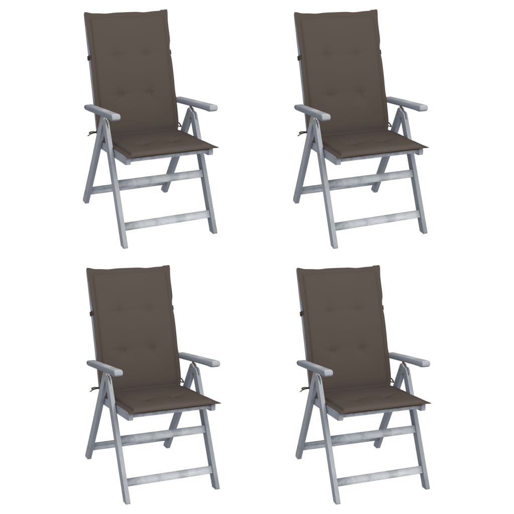 Hochlehner Verstellbar 4 Stk. mit Auflagen Massivholz Akazie Hochlehner Verstellbar 4 Stk. mit Auflagen Massivholz Akazie