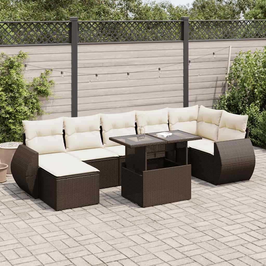 8-tlg. Garten-Sofagarnitur mit Kissen Braun Poly Rattan 8-tlg. Garten-Sofagarnitur mit Kissen Braun Poly Rattan
