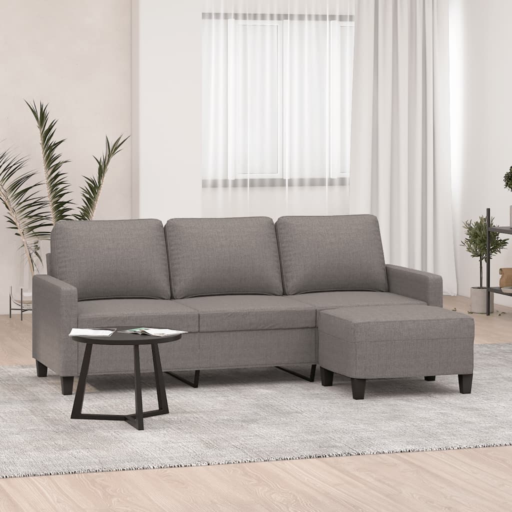 3-Sitzer-Sofa mit Hocker Taupe 180 cm Stoff 3-Sitzer-Sofa mit Hocker Taupe 180 cm Stoff