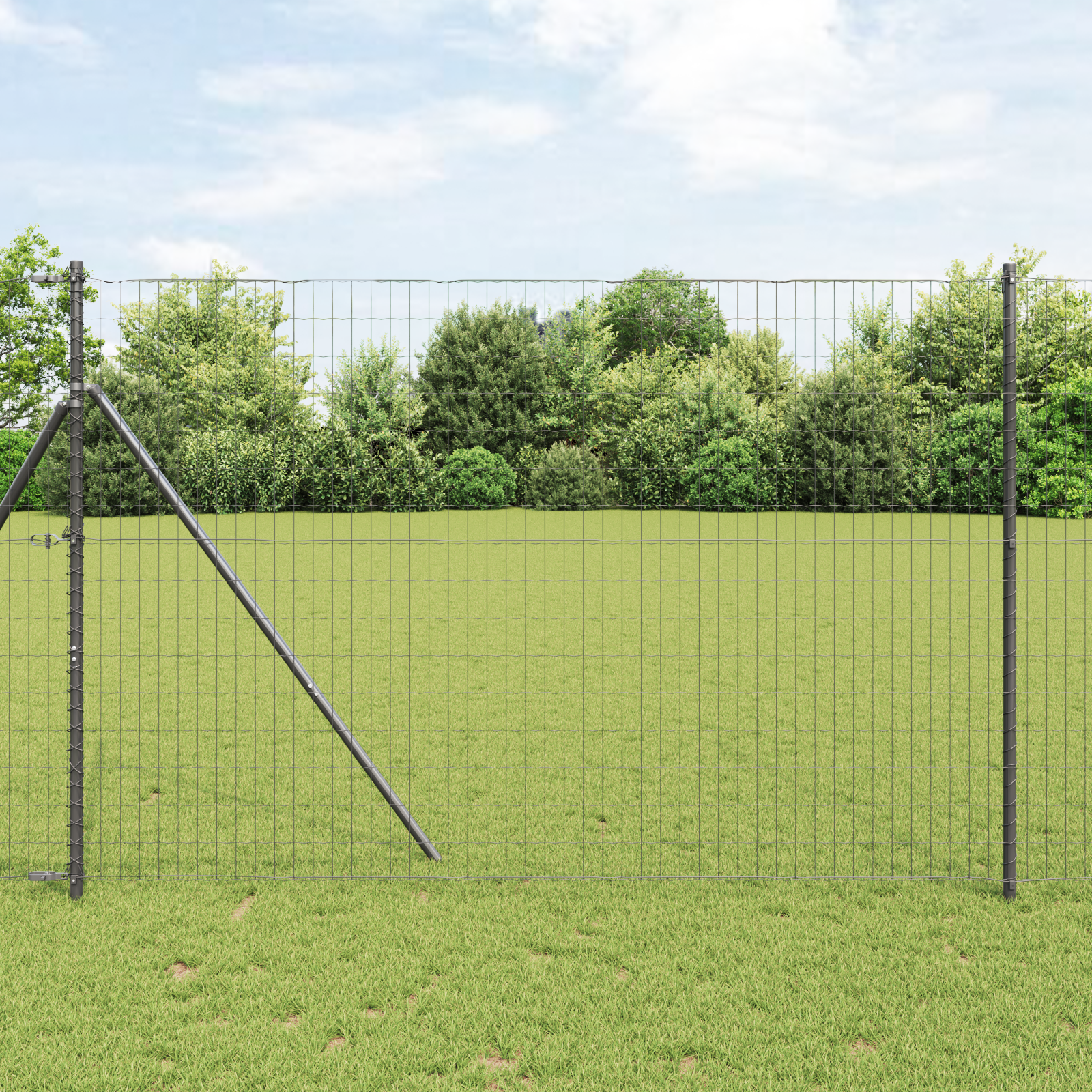 Euro Zaun mit 7 Pfosten 1,6x10 m galvanisierter Stahl Grau