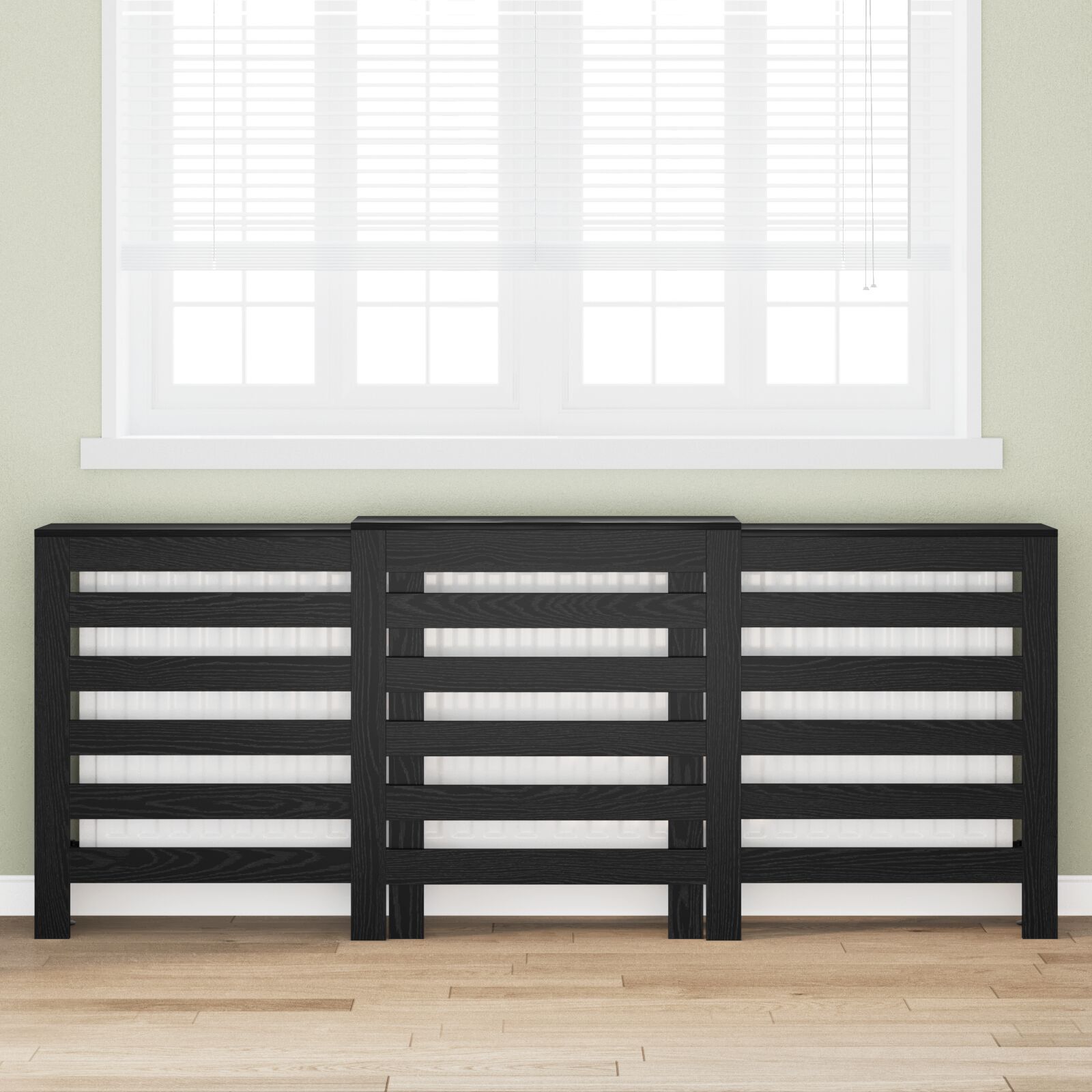 Schwarzes Eichen-Radiatorcover Schwarze Eiche Massivholz Eiche