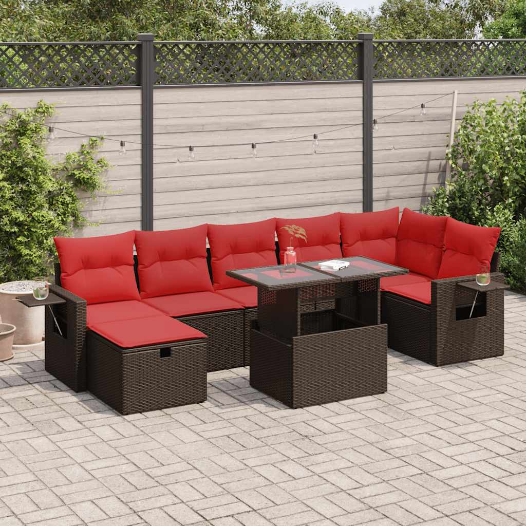 8-tlg. Garten-Sofagarnitur mit Kissen Schwarz Poly Rattan 8-tlg. Garten-Sofagarnitur mit Kissen Schwarz Poly Rattan