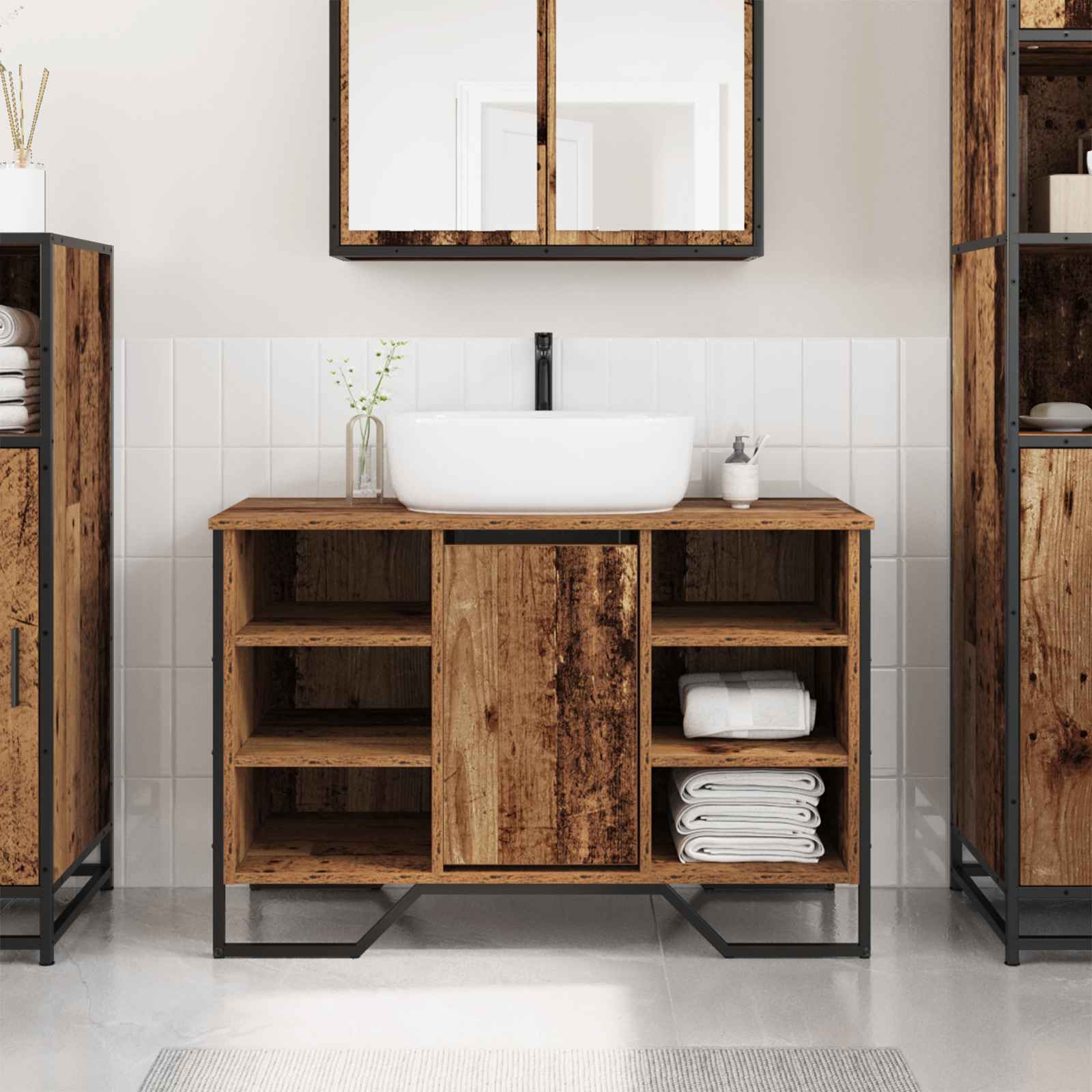 Waschbeckenschrank Altes Holz 91x35x60 cm Holzwerkstoff