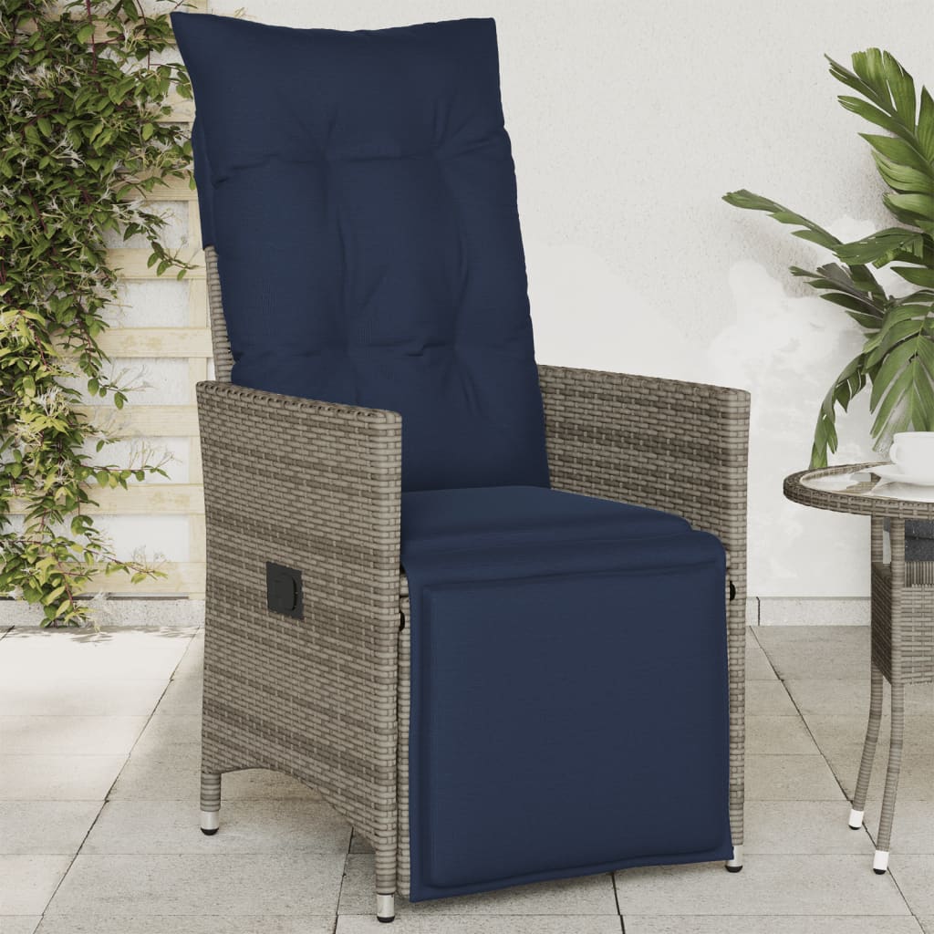 Gartensessel Verstellbar mit Kissen Grau Poly Rattan Gartensessel Verstellbar mit Kissen Grau Poly Rattan