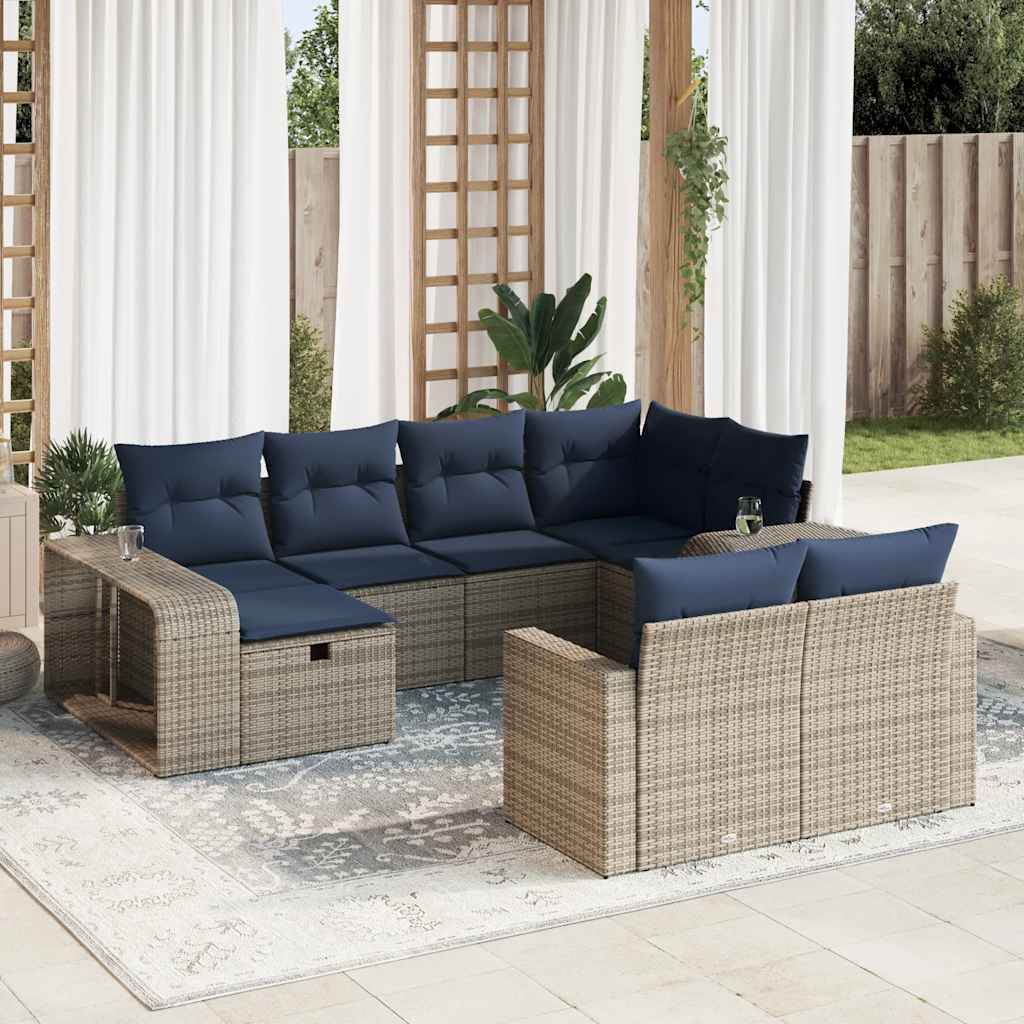 10-tlg. Garten-Sofagarnitur mit Kissen Grau Poly Rattan 10-tlg. Garten-Sofagarnitur mit Kissen Grau Poly Rattan