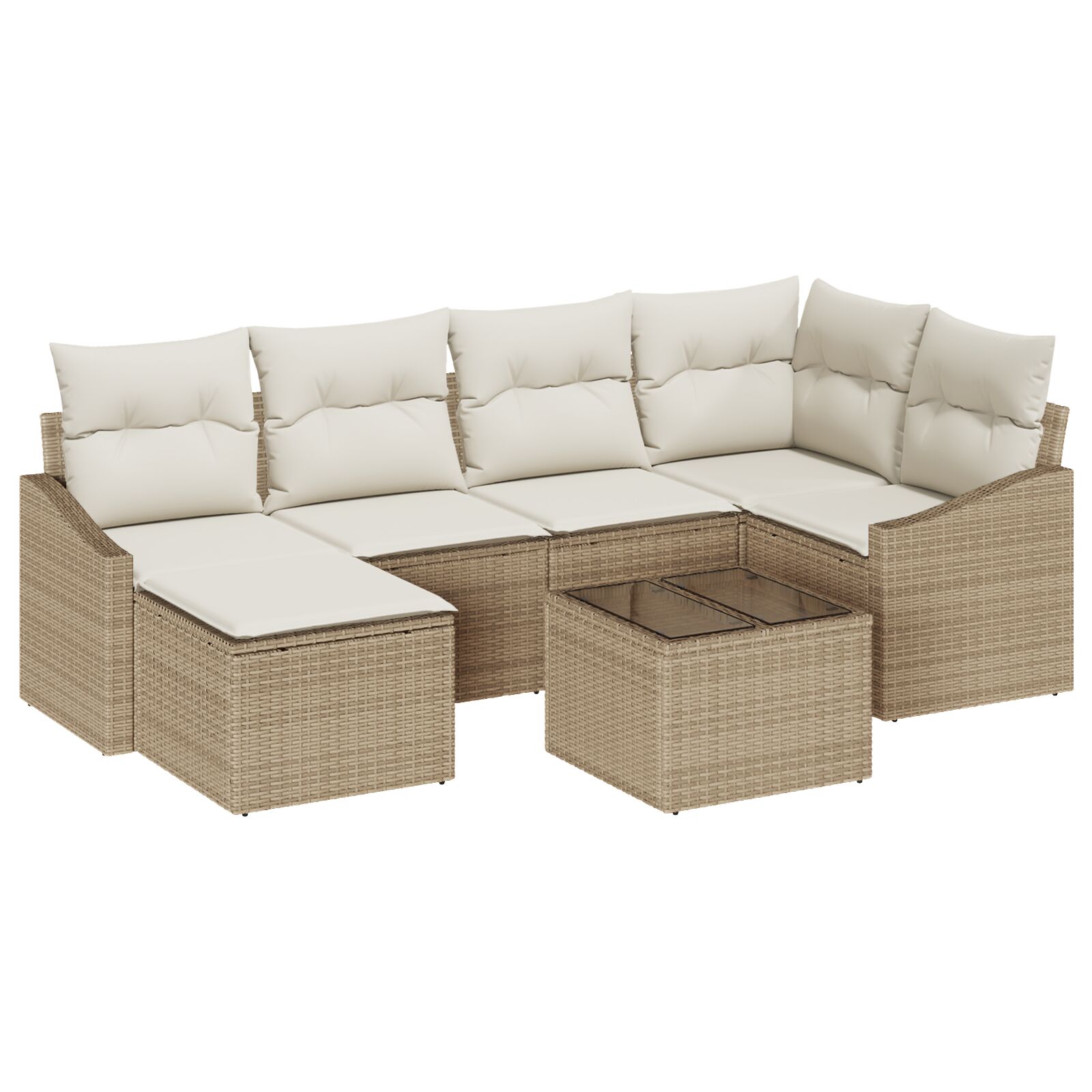 7-teiliges Garten Essbereich mit Kissen Braun Poly Rattan 7-teiliges Garten Essbereich mit Kissen Braun Poly Rattan