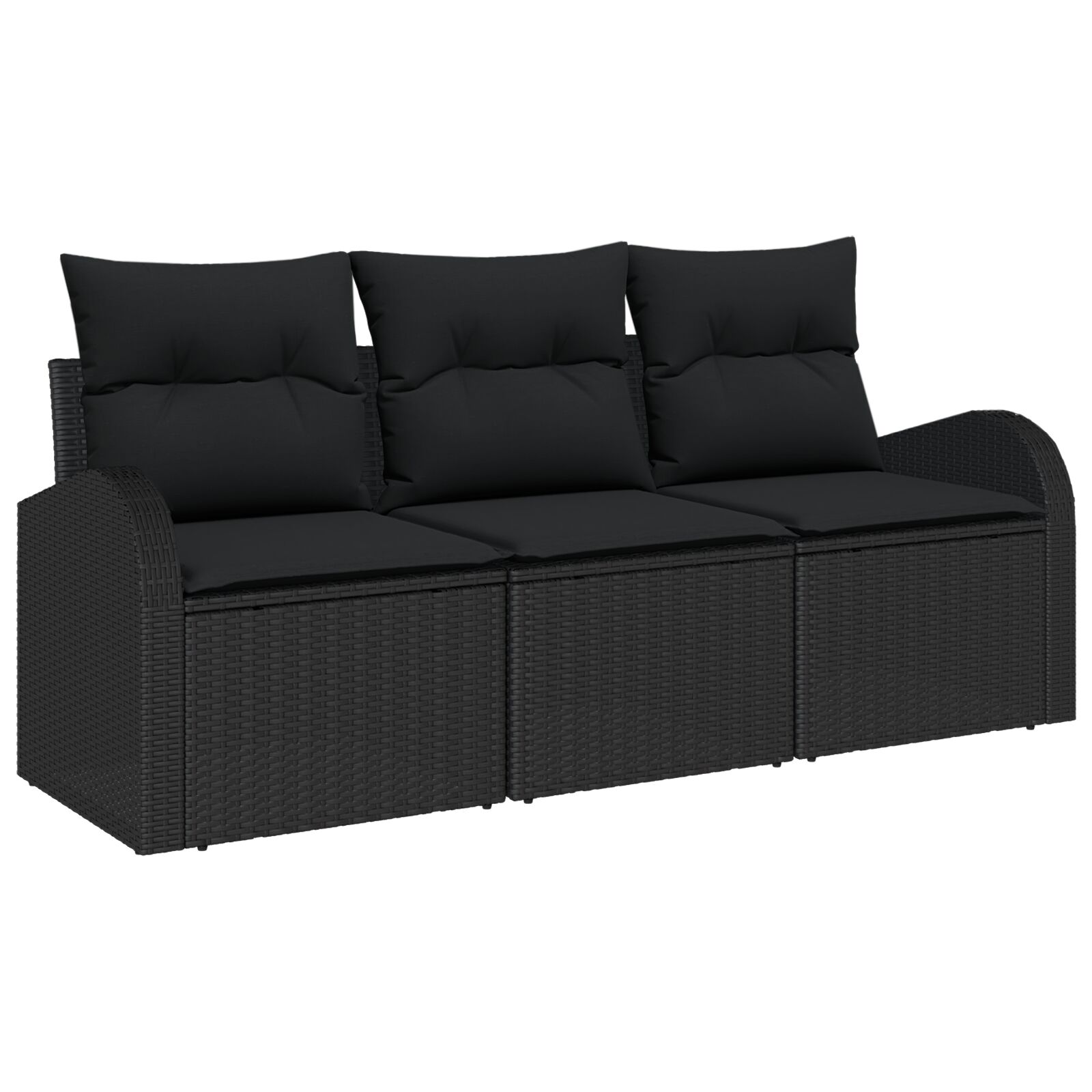 3-teiliges Garten-Sofa-Set mit Kissen Schwarz Poly Rattan, 2-Sitzer Garten-Sofa mit Stauraum & Kissen Schwarz Poly Rattan 3-teiliges Garten-Sofa-Set mit Kissen Schwarz Poly Rattan, 2-Sitzer Garten-Sofa mit Stauraum & Kissen Schwarz Poly Rattan