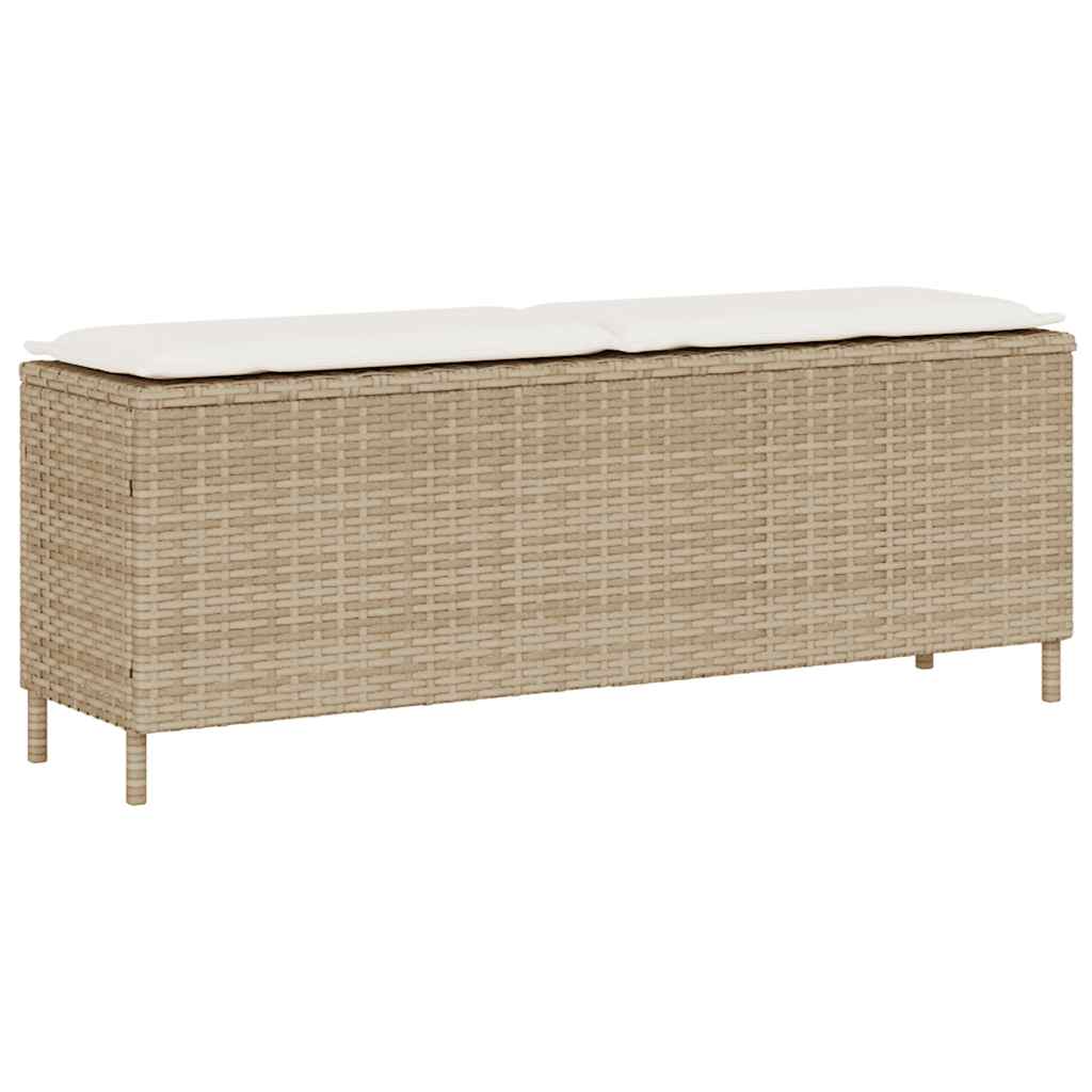 Gartenbank mit Kissen Beige 110x30x40,5 cm Poly Rattan Gartenbank mit Kissen Beige 110x30x40,5 cm Poly Rattan