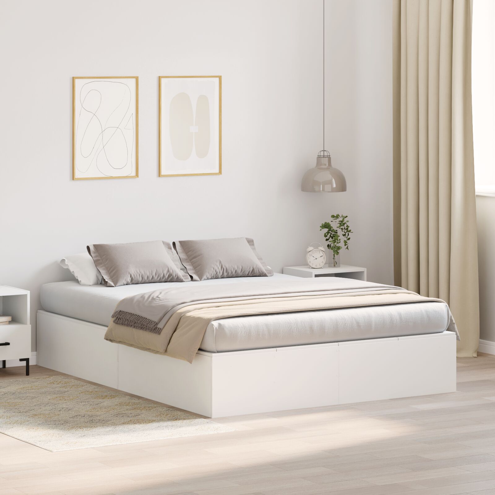 vidaXL Stauraumbett Weiß 150x200 cm