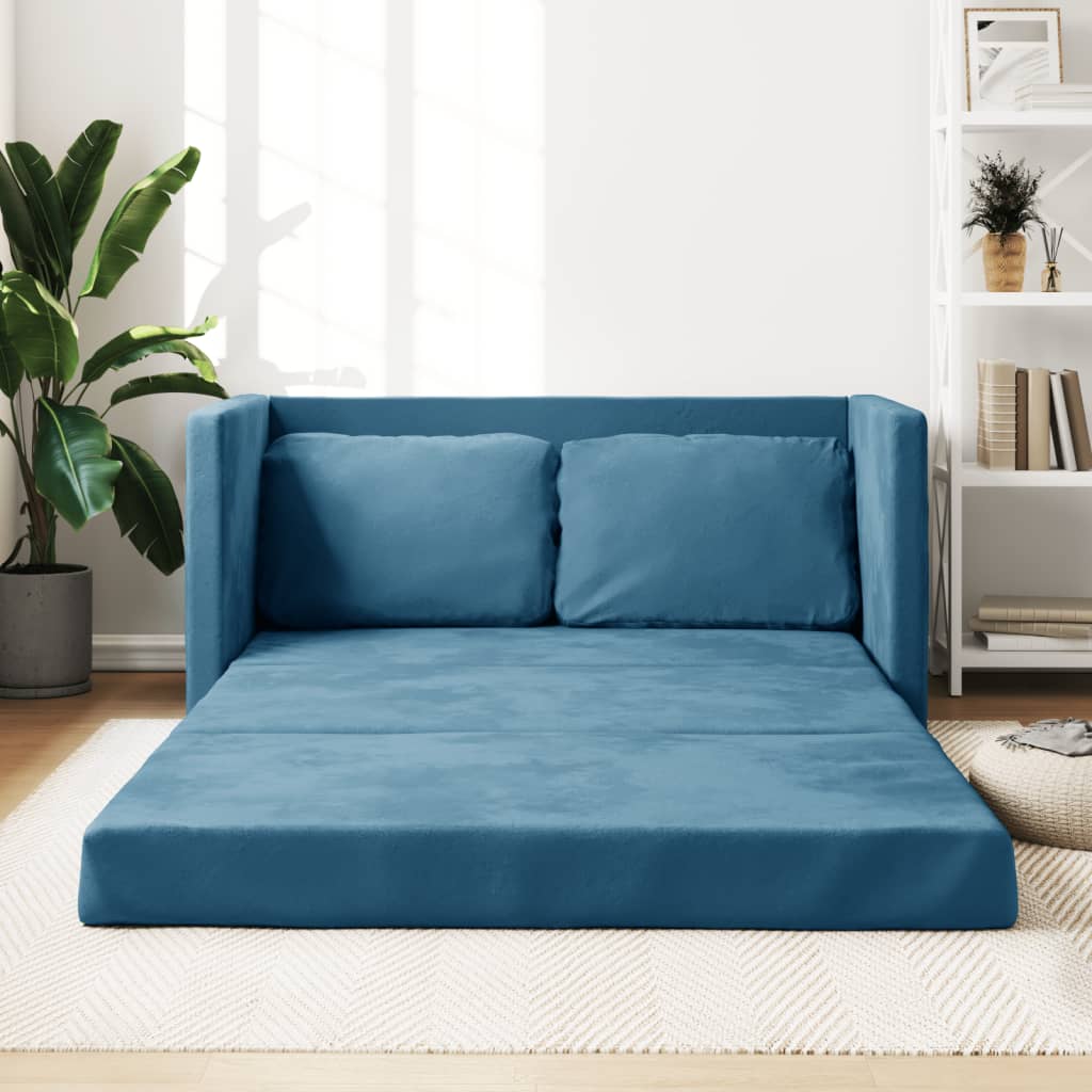 Bodensofa mit Schlaffunktion Blau 122x204x55 cm Samt Bodensofa mit Schlaffunktion Blau 122x204x55 cm Samt