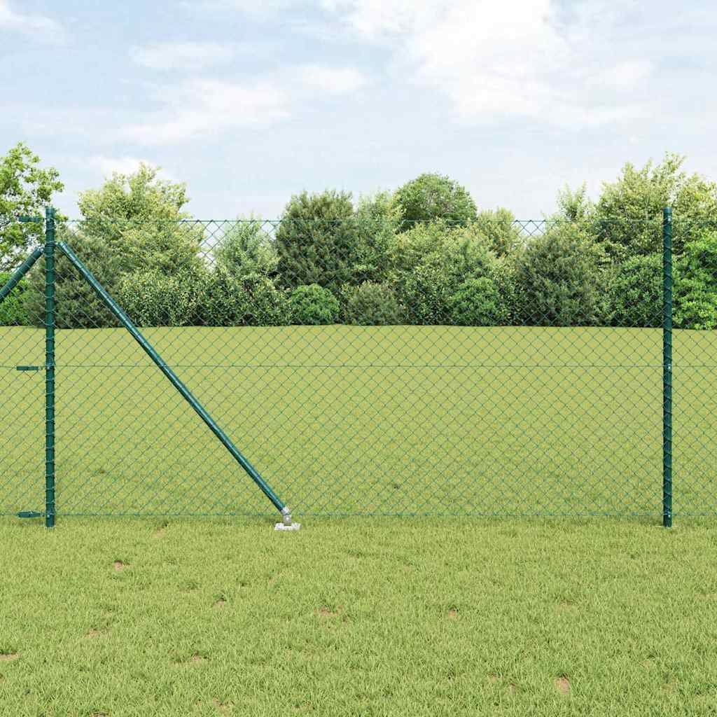 Zaunpfostenset Grün 1 x 10 m Verzinkter Stahl & Plastik