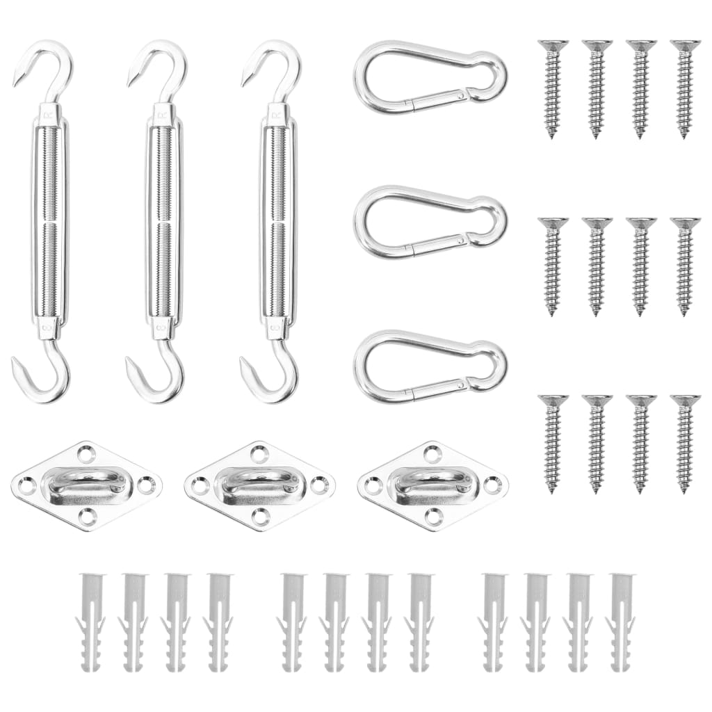 9-tlg. Sonnensegel Zubehör-Set Edelstahl