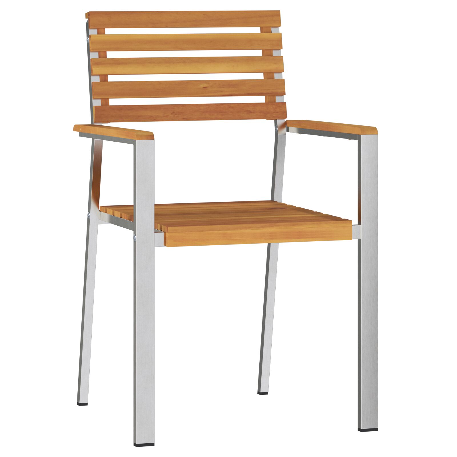 Stapelbare Gartenstühle 4 Stück aus massivem Akazienholz und Stahl Stapelbare Gartenstühle 4 Stück aus massivem Akazienholz und Stahl