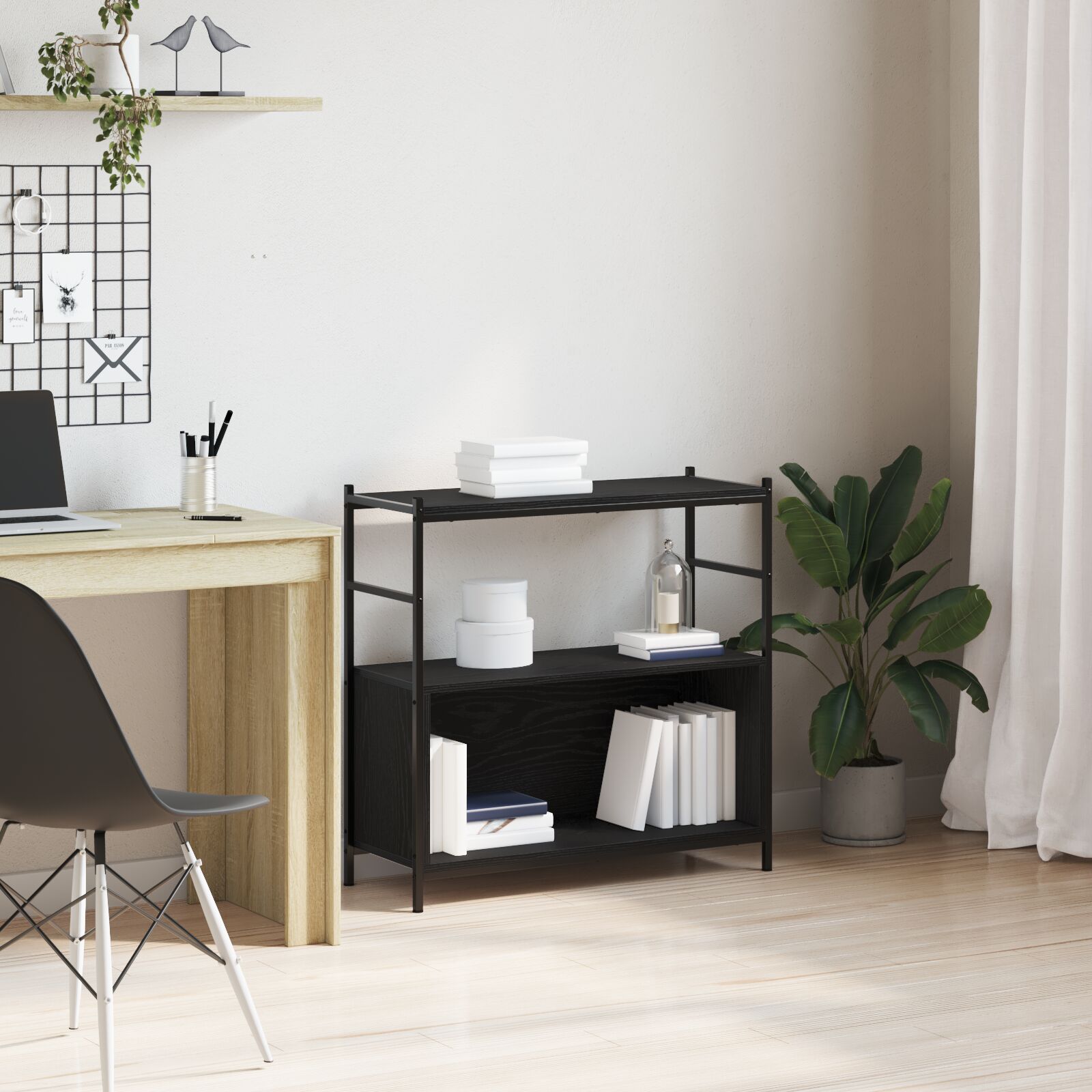 vidaXL Bücherregal Schwarz Eiche 80x30x78,5 cm Holzwerkstoff