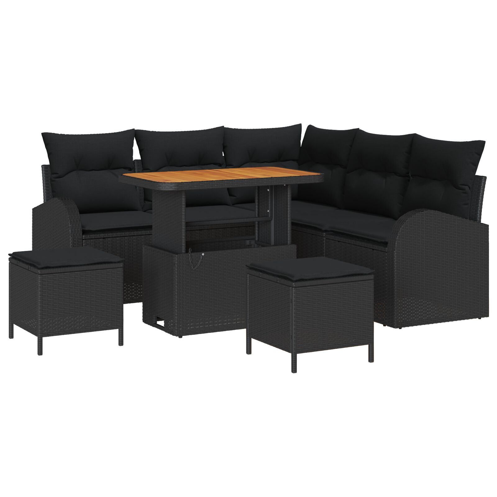 8-teiliges Garten Sofa Set mit Kissen Schwarz Poly Rattan Akazie, 2-Sitzer Garten Sofa mit Kissen Schwarz Poly Rattan, 3-teiliges Garten Essset mit Kissen Schwarz Poly Rattan Akazie 8-teiliges Garten Sofa Set mit Kissen Schwarz Poly Rattan Akazie, 2-Sitzer Garten Sofa mit Kissen Schwarz Poly Rattan, 3-teiliges Garten Essset mit Kissen Schwarz Poly Rattan Akazie