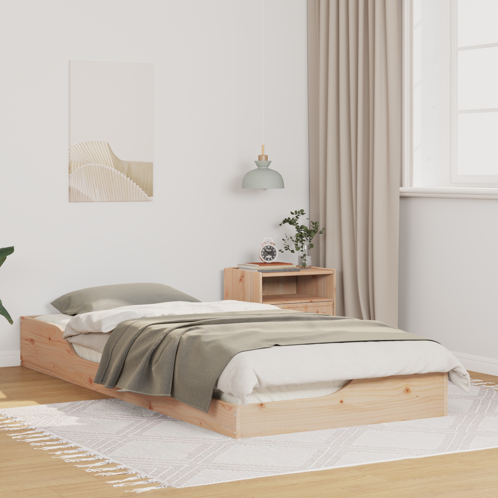 Bodenbettgestell Braun 80 x 210 cm Massivkiefer