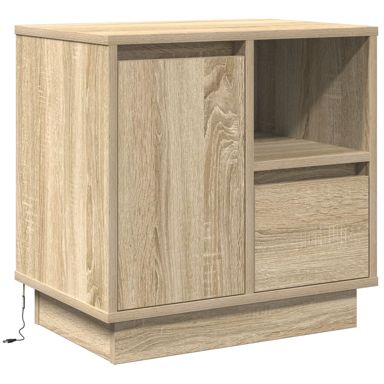 Nachttisch mit LED Sonoma Eiche 50x34,5x50 cm