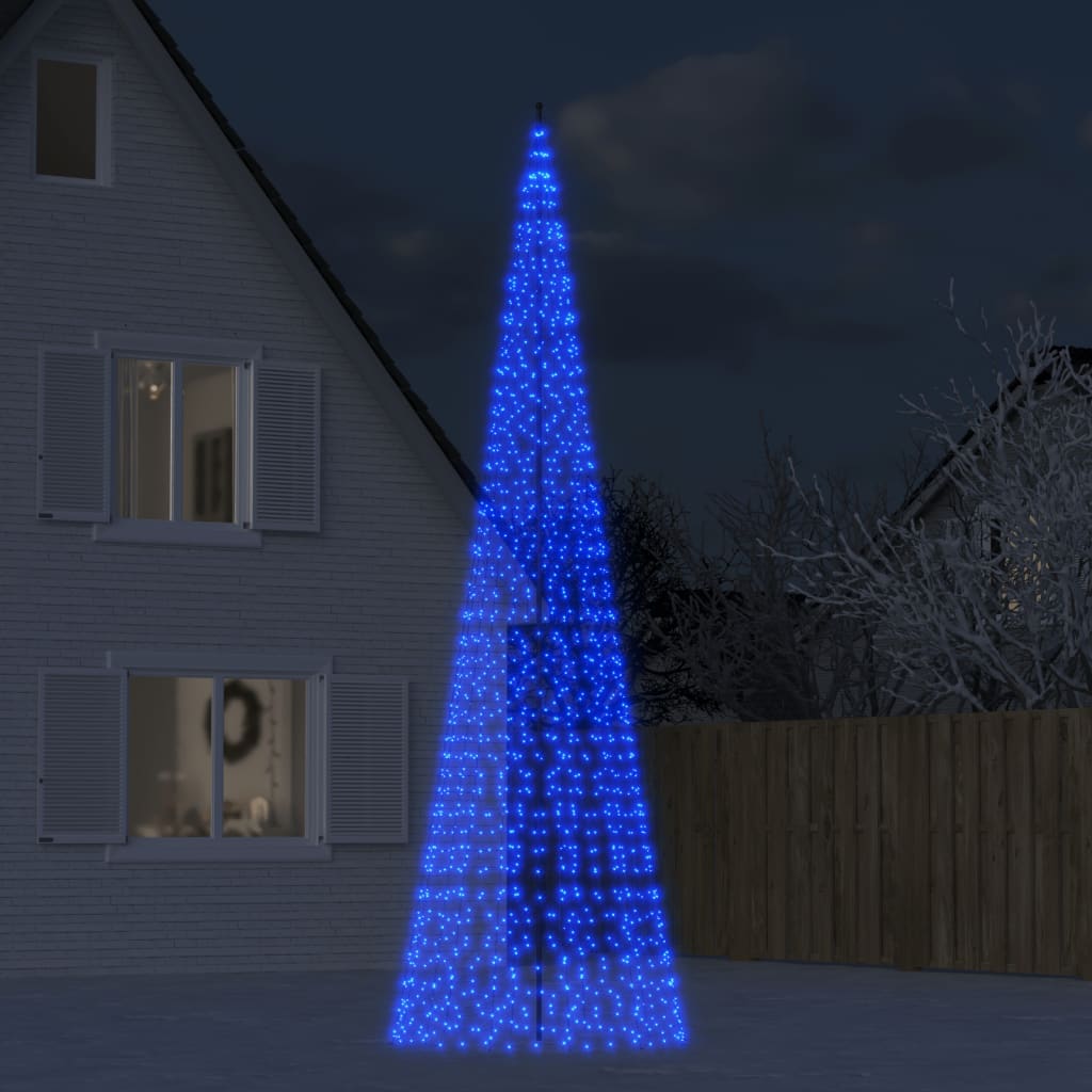 LED-Weihnachtsbaum für Fahnenmast 1534 LEDs Blau 500 cm