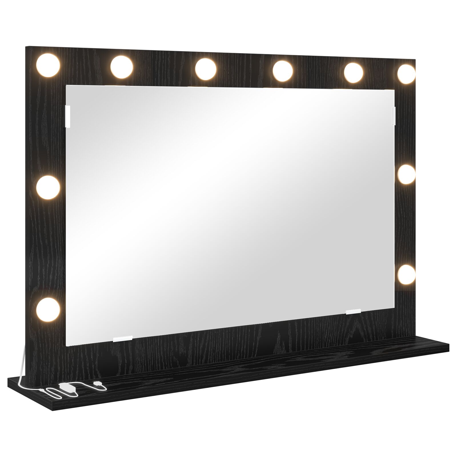 Schminkspiegel mit LED-Lichtern Schwarz Eiche 80x55x18 cm
