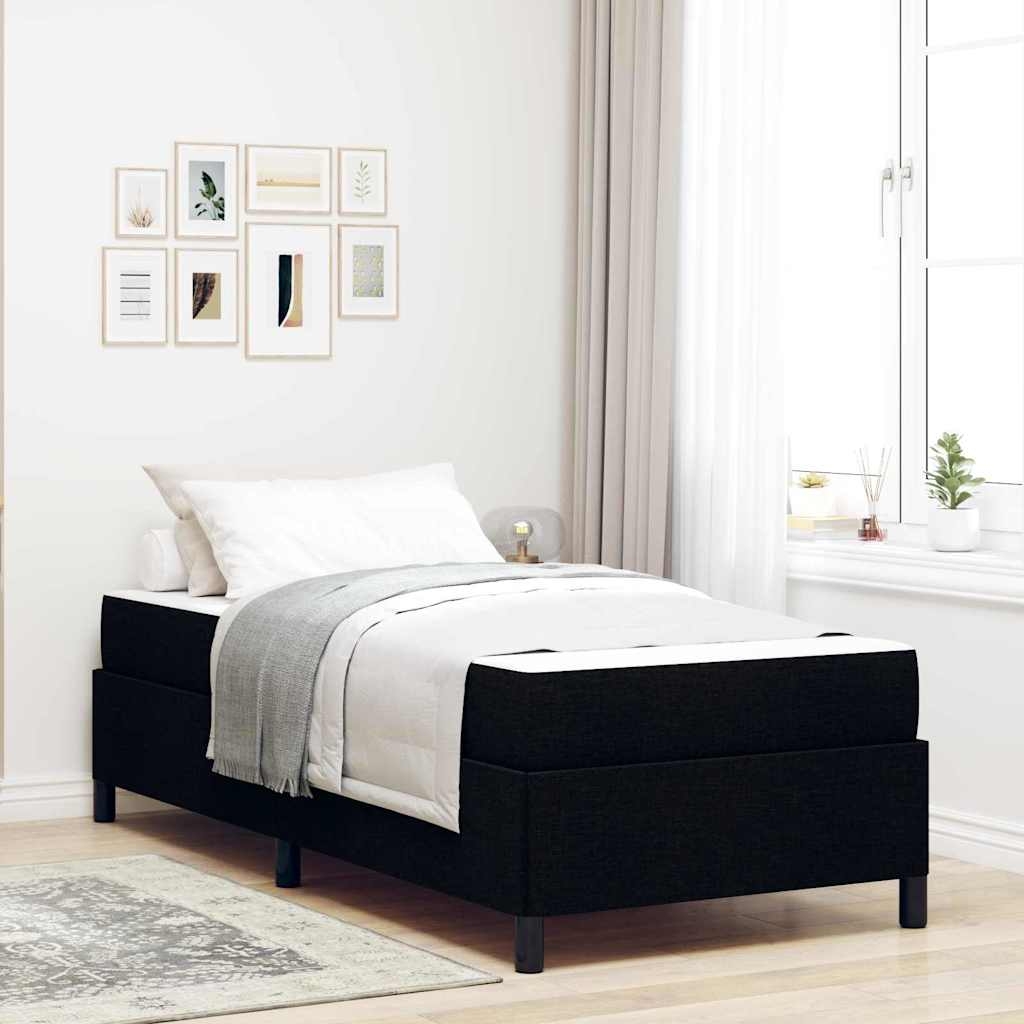 Boxspringbett Schwarz, Schwarz 80 x 200 cm Stoff, Ingenieurholz