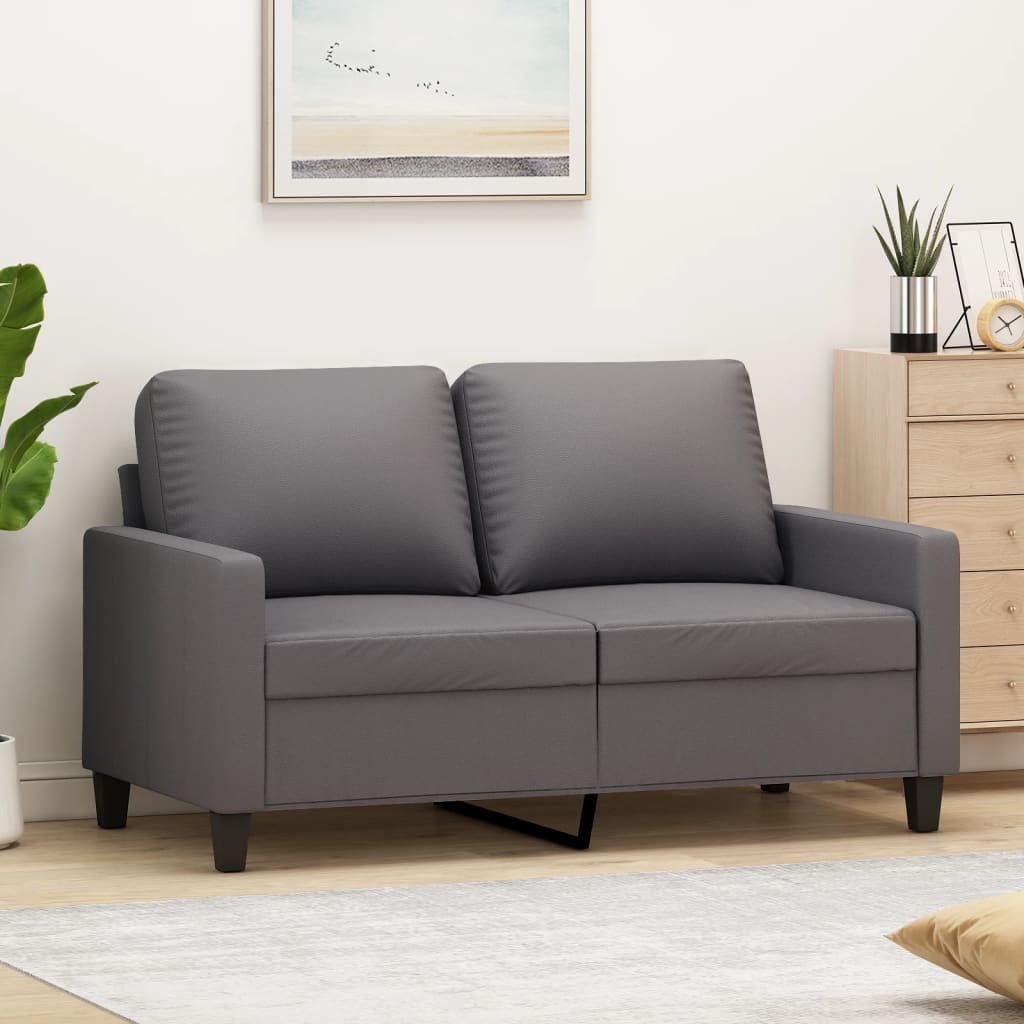 2-Sitzer-Sofa Grau 120 cm Kunstleder 2-Sitzer-Sofa Grau 120 cm Kunstleder