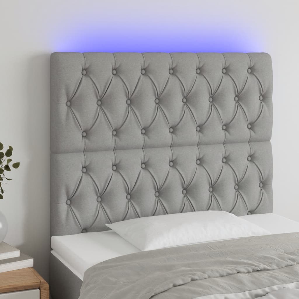 LED Kopfteil Hellgrau 90x7x118/128 cm Stoff