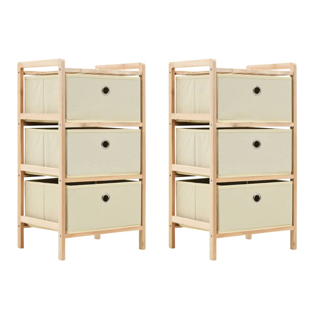 Korb-Kommoden 2 Stk. mit 3 Stoffkörben Zedernholz Beige
