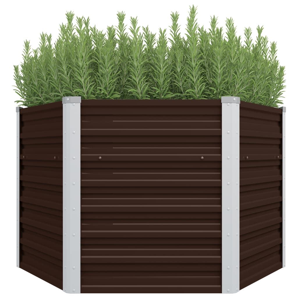 Garten-Hochbeet Braun 129 x 129 x 77 cm Verzinkter Stahl Garten-Hochbeet Braun 129 x 129 x 77 cm Verzinkter Stahl