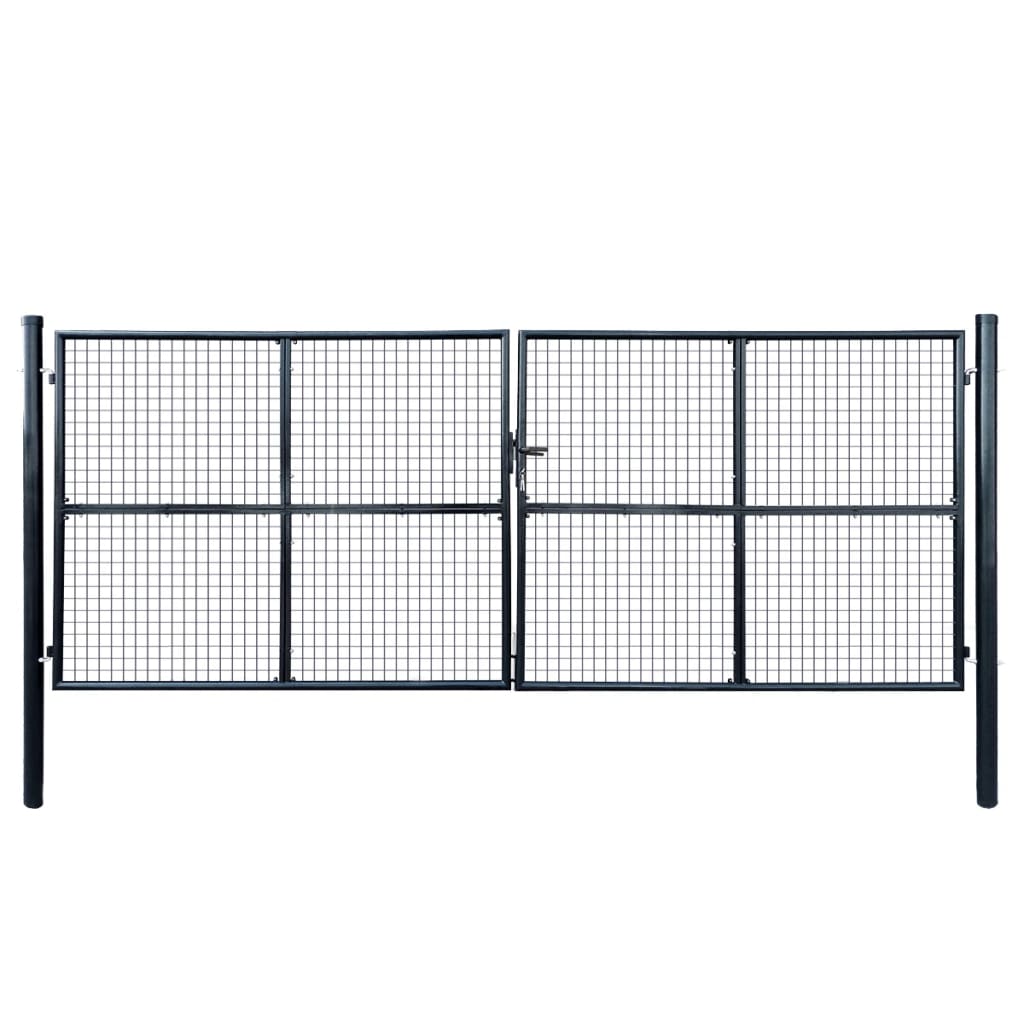 Mesh-Gartentor Verzinkter Stahl 400 x 150 cm Grau