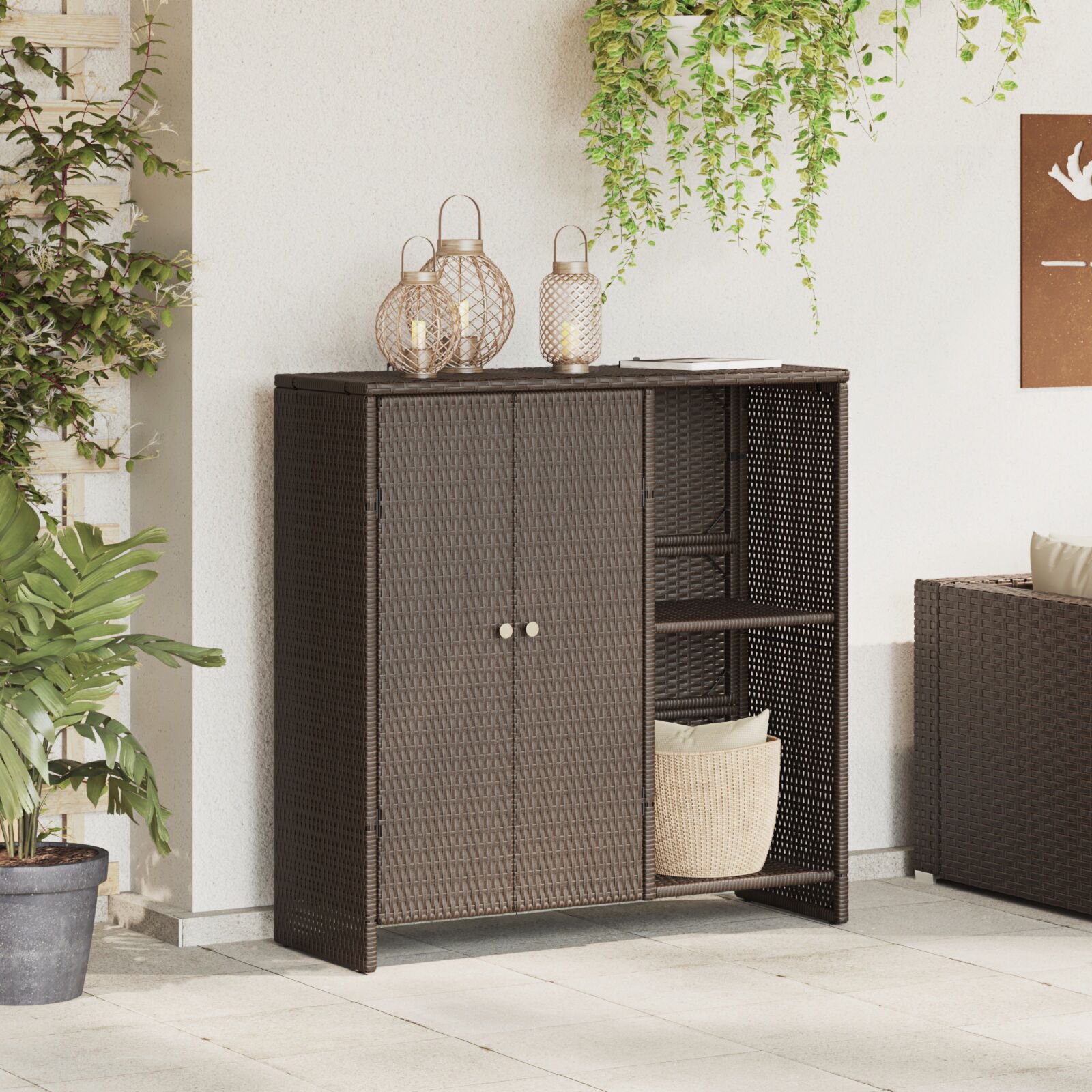 vidaXL Aufbewahrungsschrank Braun 100x36x102 cm Rattan