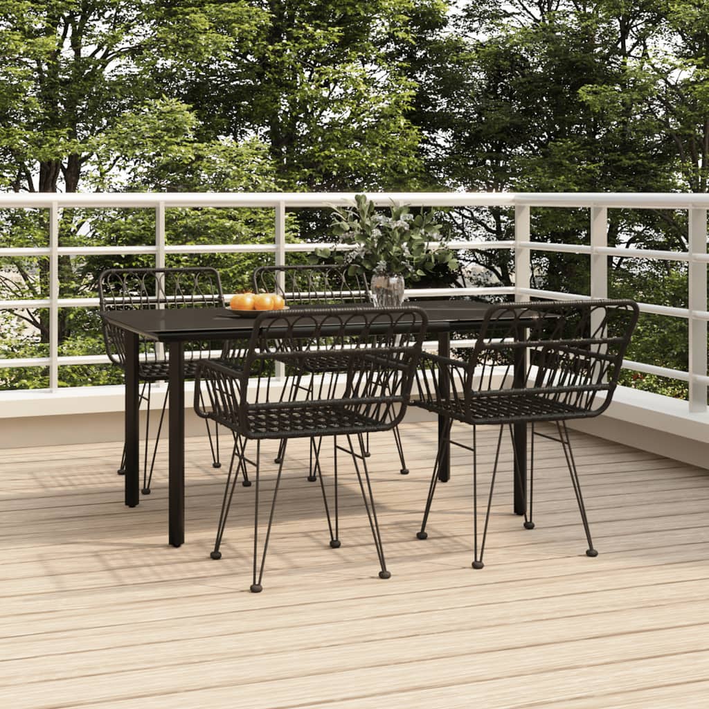 5-tlg. Garten-Essgruppe Schwarz Poly Rattan 5-tlg. Garten-Essgruppe Schwarz Poly Rattan
