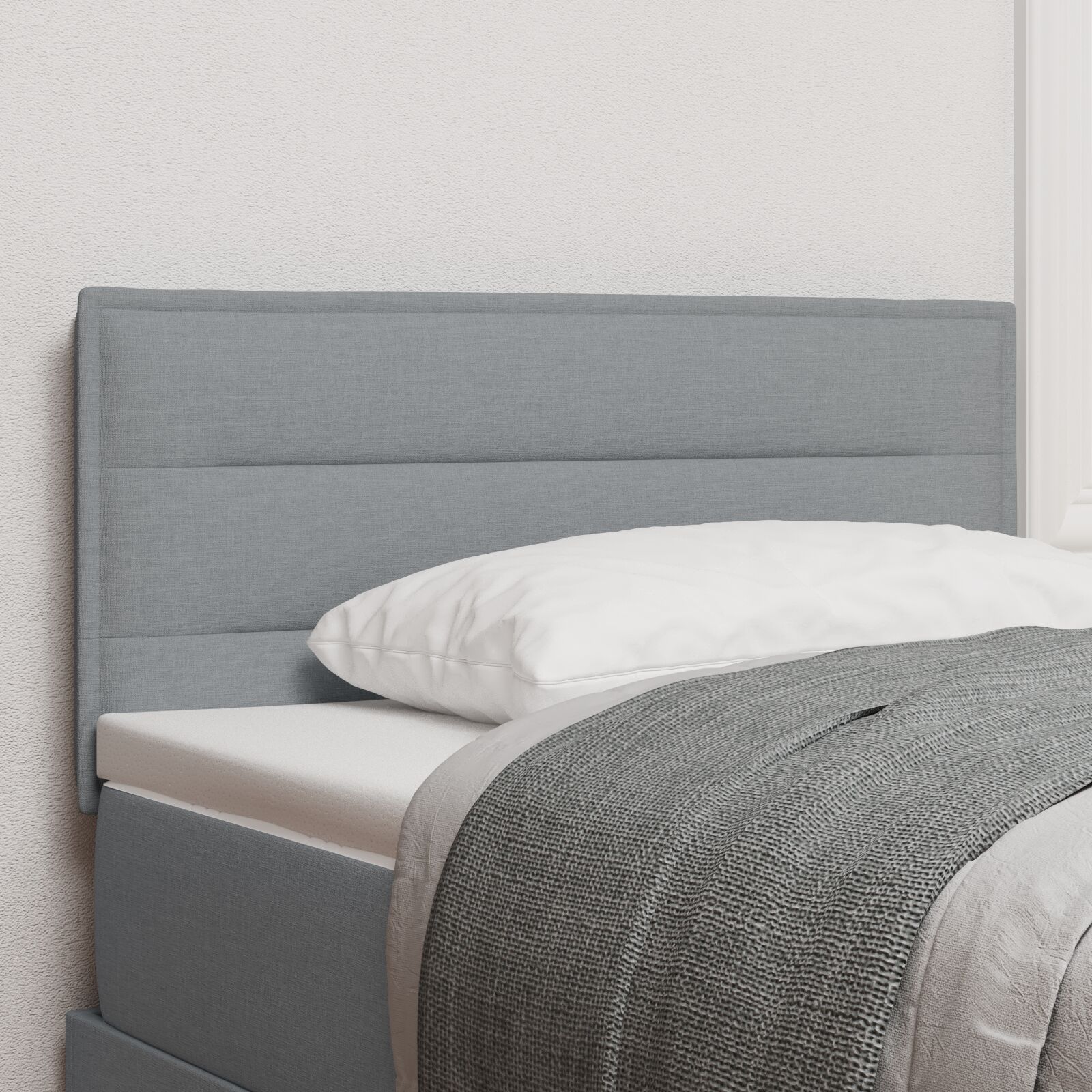 Kopfteil Linien Design Hellgrau 90 cm Stoff