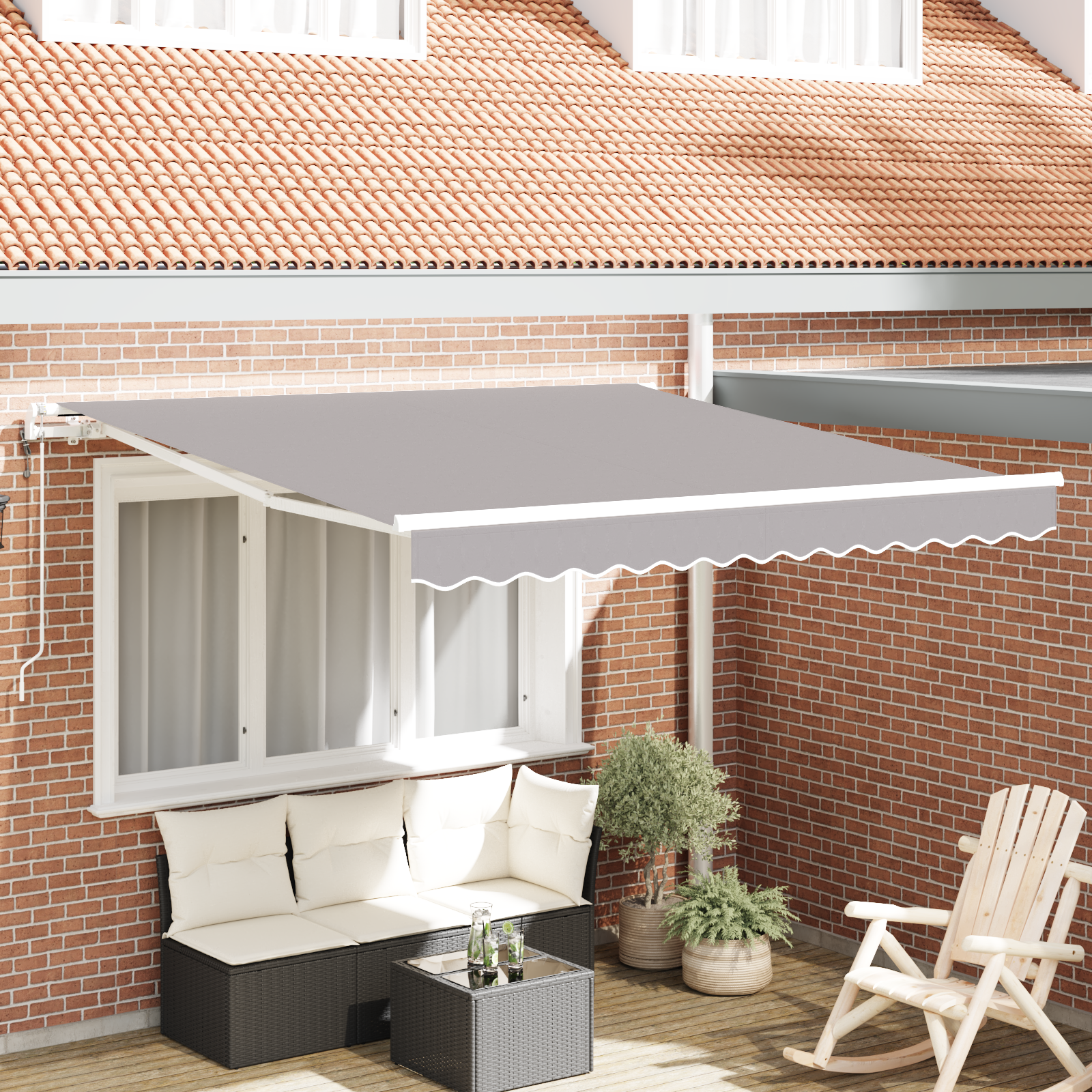 automatische einziehbare Markise Hellgrau 300x250 cm