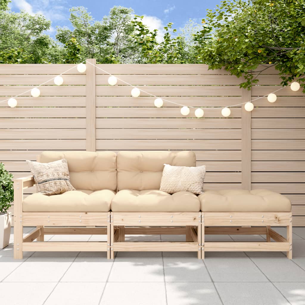 3-tlg. Garten-Lounge-Set mit Kissen Massivholz 3-tlg. Garten-Lounge-Set mit Kissen Massivholz