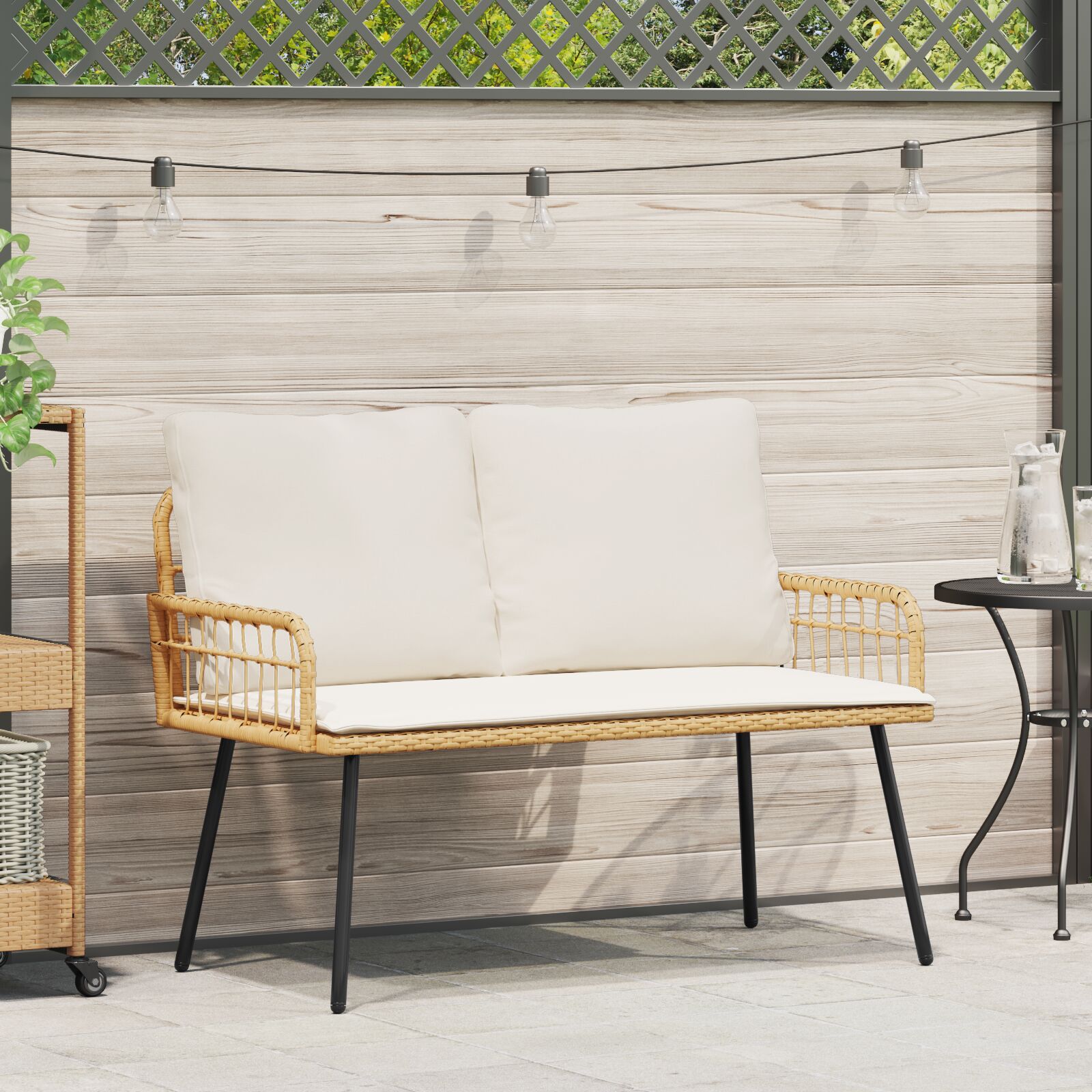 vidaXL Gartenbank Natur 114x64x78 cm Poly Rattan vidaXL Gartenbank Natur 114x64x78 cm Poly Rattan