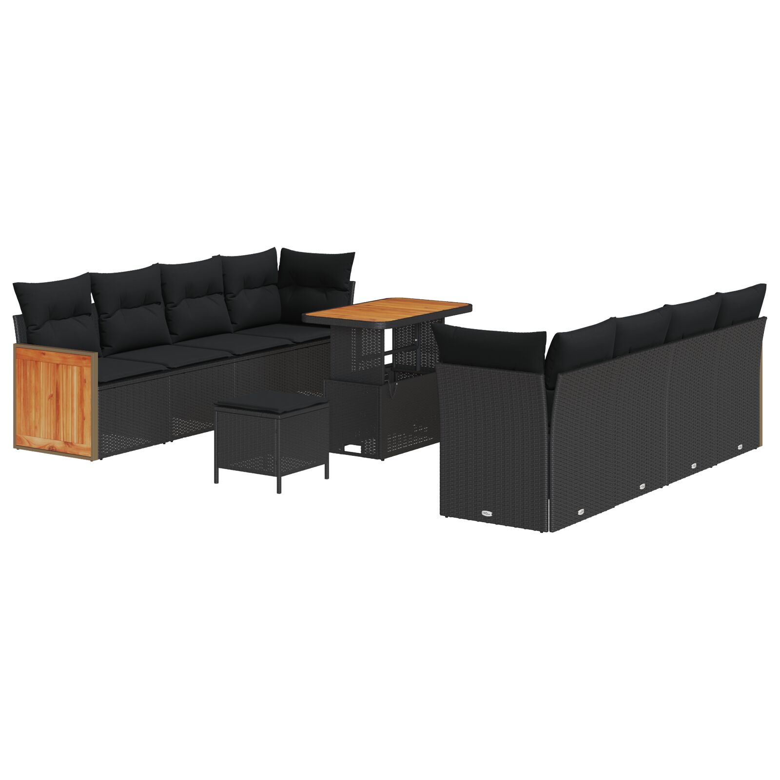 11-teiliges Garten Sofa Set mit Kissen Schwarz Poly Rattan Akazie, 3-teiliges Garten Essenset mit Kissen Schwarz Poly Rattan Akazie 11-teiliges Garten Sofa Set mit Kissen Schwarz Poly Rattan Akazie, 3-teiliges Garten Essenset mit Kissen Schwarz Poly Rattan Akazie