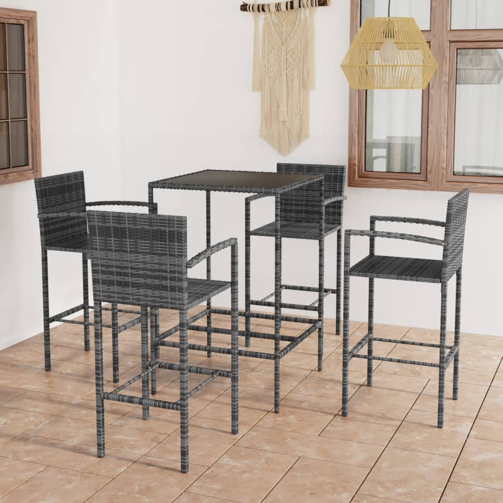 5-tlg. Gartenbar-Set Poly Rattan Grau 5-tlg. Gartenbar-Set Poly Rattan Grau