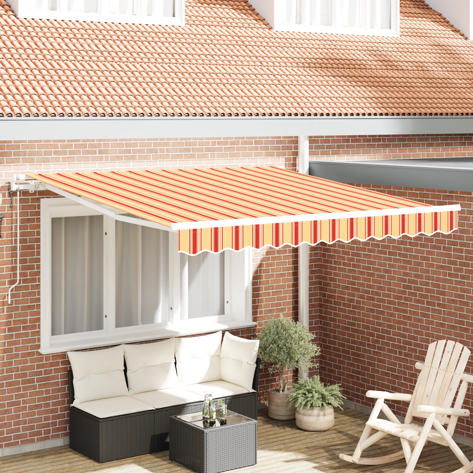 Automatische Einziehbare Markise in Gelb und Orange 300x250 cm