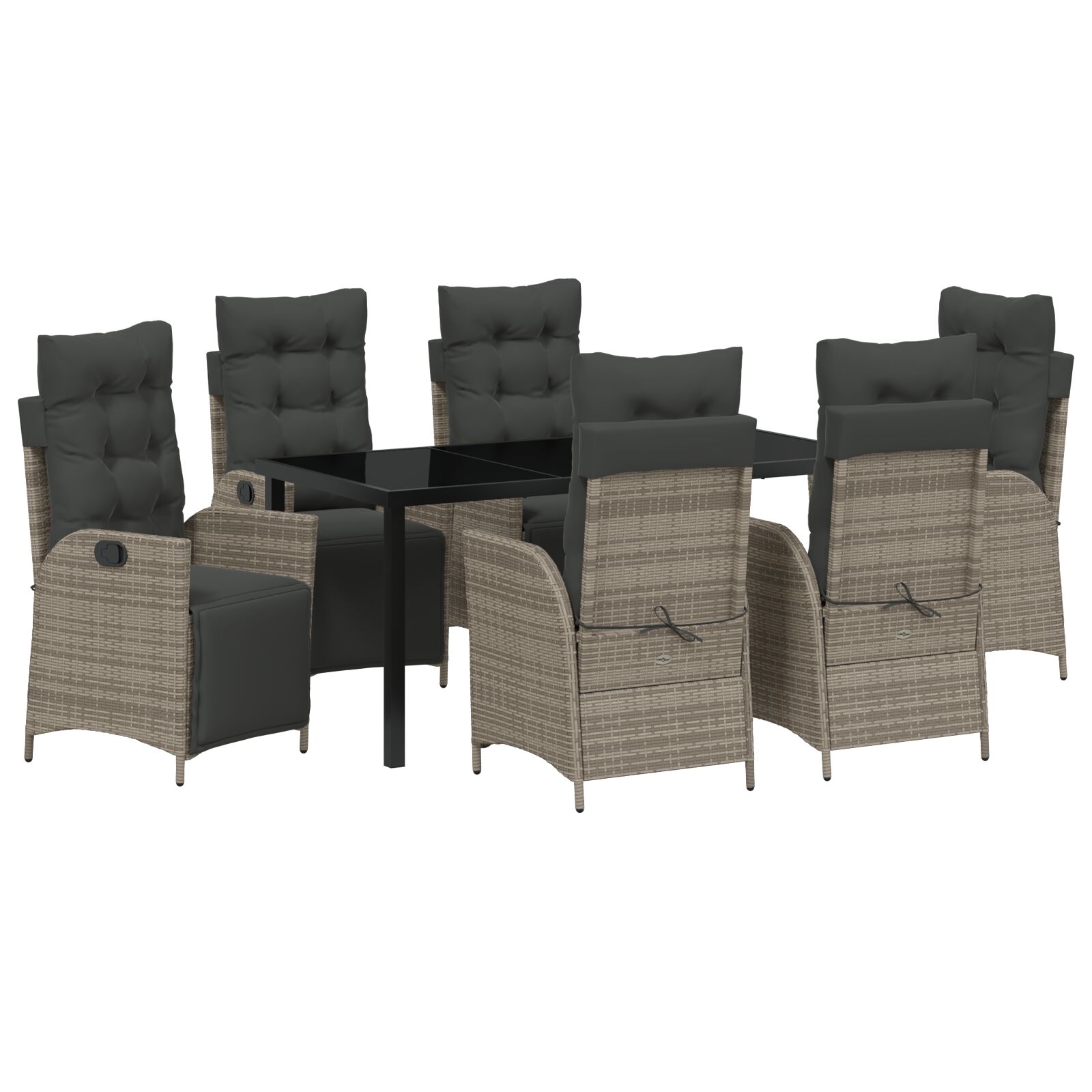 7-teiliges Garten-Esszimmer-Set Grau Poly-Rattan