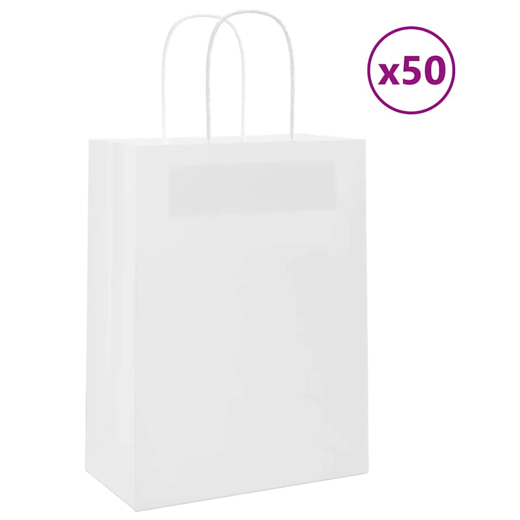 Papiertragetaschen 50 Stk. mit Henkeln Weiß 21x11x28 cm Papiertragetaschen 50 Stk. mit Henkeln Weiß 21x11x28 cm
