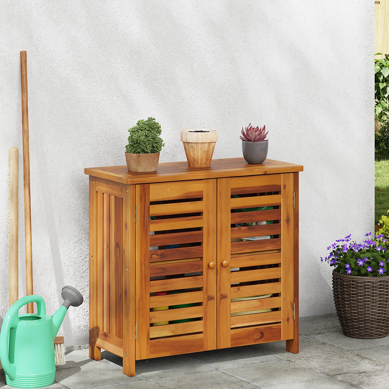 Garten-Schrank Braun 78 x 36.5 x 78cm Massivholz Akazie