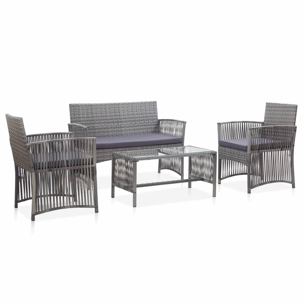 4-tlg. Garten-Lounge-Set mit Auflage Poly Rattan Anthrazit 4-tlg. Garten-Lounge-Set mit Auflage Poly Rattan Anthrazit