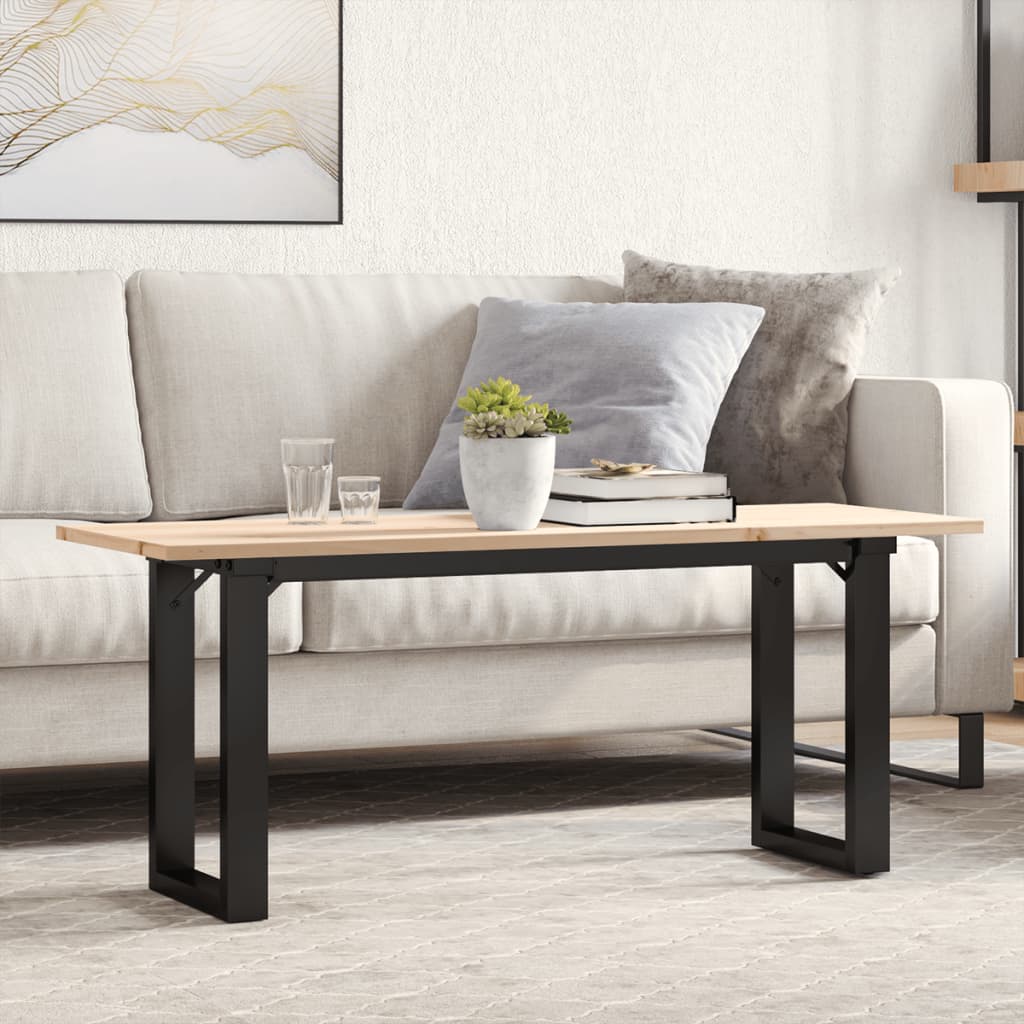 Couchtisch O-Gestell 110x40x45 cm Massivholz Kiefer & Gusseisen